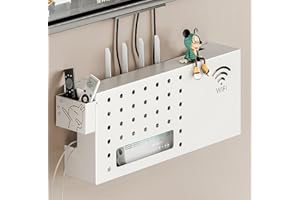 HFGHGDF Ocultar Router WiFi, Armario Rack para Router WiFi, Caja de Almacenamiento para Enrutador WiFi, Estante de Almacenamiento de Pared para Sala de Estar, TV, Estante para Decoración del(White)