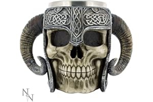 Nemesis Now Mug Chope Tête de Mort Viking Marron 16cm B2091F6