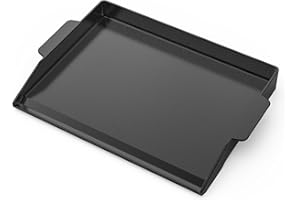 Onlyfire 58.5 x 40.5 cm Grill Plate Cast Iron Universal with Handles, Matte Surface, Black, BBQ Plancha for Cooker, Charcoal Grill, Gas Grill