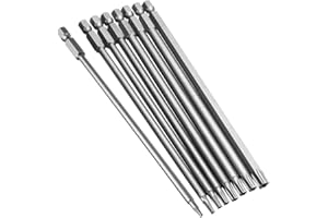 Bestgle 8 Piezas Extralargo 150mm Destornillador Torx Magnético Vástago Hexagonal de 1/4 de Pulgada Aleación de Acero T8/T10/T15/T20/T25/T27/T30/T40
