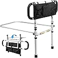 Bed Rails for Elderly Adults Safety with Sensor Light, Adjustable Height & Extendable Bed Assist Rail, Foldable Bed Rail with Large Storage Pocket for Seniors, 450LBS Capacity, Heavy Duty Bed Rail