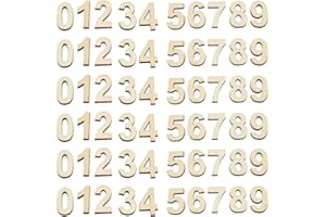 JKJF 60 Piezas Números de madera 0-9 madera contrachapada artesanal para DIY artesanía la decoración de la pared decoración infantil, total 6 juegos