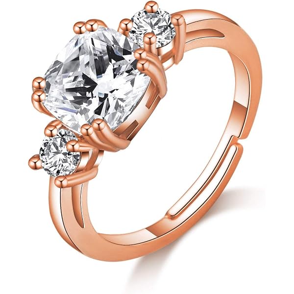 Acefeel Women's Yellow Topaz Cubic Zirconia Ring - 18K Rose Gold Plated Statement Ring - View #2