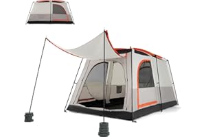 HOMASIS Tente de Camping avec Auvent 4-6 Personnes pour Famille, Tente Tunnel avec 2 Séparateurs de Pièce et 3 Entrées avec Sac de Transport pour randonnée, Facile à Monter