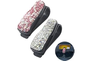 LEEQ Auto Brillenhalter Sonnenbrillenhalter-2 Stück auto zubehör innenraum frauen mit Bling Strasssteinen Ticket Karte Clip Halter für Auto Sonnenblende Brille