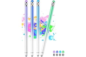 LUNTAK iPad Pencil 2 in 1 High Sensitivity & Precision Tablet Pen Stylus 4 Pack with 8 Extra Tips, Capacitive Stylus for iPad Pro/Mini/Air/iPhone/Samsung Galaxy and More