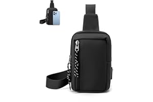 Minicloss Mini bolso bandolera para hombre, bolso de pecho con deportes al aire libre, viajes al aire libre con bolsillos de hombro, bolso de pecho para ligero y transpirable