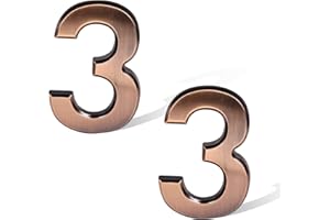 SAVITA 2 Piezas 7cm Números de Buzón de Bronce, Pegatinas Adhesivas para Números de Dirección Letrero de Números de Puerta para Casas exterior, Apartamentos Hoteles Coches (Número 3)
