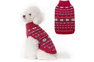 BINGPET Classic Snowflake Dog Jumper - Soft Thickening Dog Cat Sweater Coat Warm Apparel, Knitwear Pet Winter Clothes Outfits