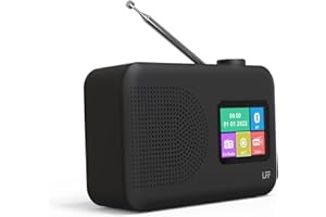 LFF Digitalradio DAB, kleines digitales UKW-Radio mit DAB+ und Bluetooth, Farbanzeige, Batterie- oder Kabelfunktion - Schwarz