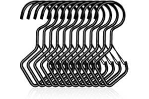 Lxoraziy 12 Pezzi Ganci a S con Fibbia di Sicurezza, 101 mm Ganci in Metallo Neri Pesante, per Appendere Ganci a S, per Appendere Piante, Lampade, Utensili da Cucina, Vestiti, Asciugamani