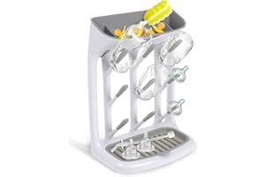 shaojian Baby Bottle Drying Rack Space Saving Vertical Baby Bottle Storage Rack with Detachable Tray Design, Suitable for Holding 9 Bottles, Pump Part and Nursing Accessories​, Newborn Essentials