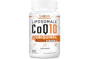 ‎TULEESHY Liposomale CoQ10 Ubiquinol, hochdosiert 600 mg pro Portion, 300 mg pro Kapsel, Aktive Form von Coenzym Q10, Tagesdosis 2 Kapsel, 60 Mini-Softgels (Pack of 1)