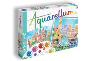 Sentosphère – Aquarellum grand format - - CAPITALES - Kit peinture aquarellable - Activité créative avec 3 tableaux 32,5 x 25 cm – 9 peintures incluses - 7 à 99 ans - Fabriqué en France - 6397