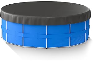 Pfloge® Poolabdeckung Rund 366 cm, Pool Abdeckplane aus 420D Oxford für Oberirdisches Schwimmbecken, UV-resistente Poolplane mit Kordelzug und BodennäGeln