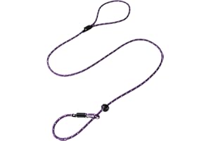 Dog & Field Pro Trialler Slip Leash, Purple. 4ft Rope Slip Leash for Dogs with Push Button Stopper, Easy to Slip On, No Collar Or Harness Needed. Thin Slip Leash for Dogs (Purple)