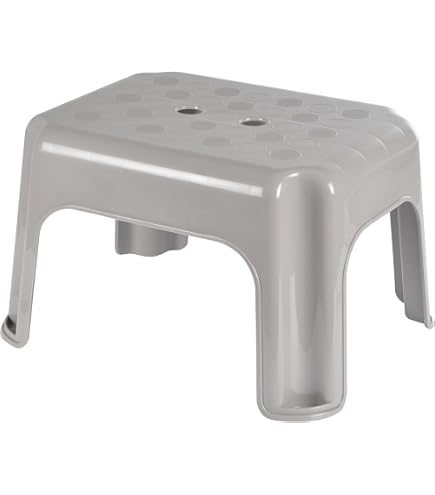 CURVER Marchepied 1 Marche – Gris Granit, Antidérapant, Charge Max 136 Kg, Ultra-Solide 43x33x24 Cm