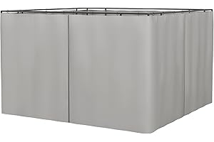 Outsunny 4 Pack Replacement Gazebo Curtains Privacy Panel for Most 3 x 3m Gazebo Canopy Pavillion Outdoor Shelter Sidewalls Accessories Light Grey