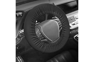 CREAHER Black Steering Wheel Cover, Car Steering Wheel Protector Cover Anti-slip Breathable Soft Steering Wheel Cover Elasticity Protector