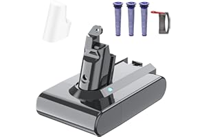 GRIPKANKG 6000mAh V6 Ersatzakku für Dyson V6 Akku Kompatibel mit DC58 DC59 DC61 DC62 Animal DC72 DC74 SV03 SV04 SV05 SV06 SV07 SV09 (1 Akku für Dyson v6 + 1 Batterie Schutzkappe + 3 Filter+1Schaltersperre)