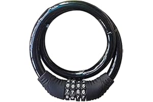 QSPORTPEAK Candado de Bicicleta Cerradura de combinación de Cable reiniciable de 4 dígitos para Bicicleta