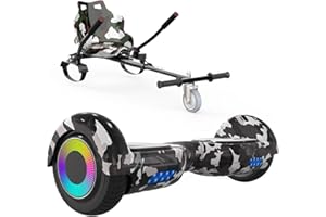 ELEKGO Hoverboards for Children, 6.5 Inch Self-Balancing Hoverboard with Go-kart and LED Lights, Bluetooth Speaker for Teenagers