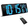 XREXS Large Digital Wall Clock with Remote Control, 16.5 Inch LED Large Display Count Up & Down Timer, Adjustable Brightness Alarm Clock with Day/Date/Temperature for Home, Gym, Office and Classroom