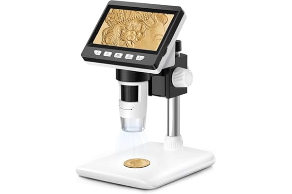 Misilmp Microscopio Digital Portátil 1000X Zoom 4.3" 1080P Con Cámara y 8 Luces LED Ajustables - USB Para Adultos, Niños y Estudiantes