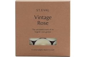 ST EVAL St. Eval Vintage Rose - Scented Tealights - Candle - Refreshing Fragrance - A Delicate Rose Scent with Notes of Geranium, Violet and Amber - Made in Cornwall - Pack of 9