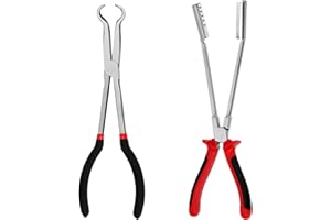 Mardatt 2Pcs Car Spark Plug Wire Removal Pliers Tools, 11” Sleeve Type Spark Plugs Puller + 10.6” Round Spark Plug Pliers Kit, Universal Automotive Spark Plug Wire Remover Puller, Car Accessories