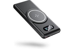 HOSHOM Magnetic Power Bank Compatible with Magsafe, 10000mAh Wireless Fast Charging Portable Charger, USB C PD 20W QC3.0 4Output Slim External Battery Pack for iPhone 15 14 13 12 Pro Max/Pro/Plus/Mini