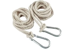 SUNAOMNI Sangles De BalançOire d'arbre Hamac Coton Corde Suspendue Crochets De BalançOire RéGlables Sangle Accessoires De Jardin 4M 2 PièCes