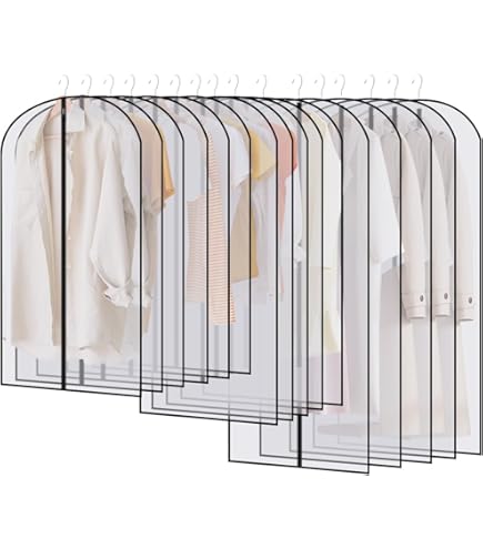 Lot De 10 Sacs à Vêtements Longs – 60x80 Cm Et 60x120 Cm, Fermeture éclair, Bord Transparent En PEVA
