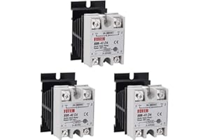 Yofuly - Relè a stato solido + dissipatore di calore SSR-40 DA 40A DC 3-32V a AC 24-380V SSR, confezione da 3