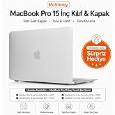 McStorey MacBook Pro 15 Mat Kılıf A1707 A1990 Uyumlu Sert TPU Kılıf İnce Hafif Koruyucu Kapak 2016-2019 Şeffaf