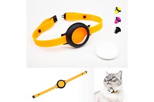 LucyBalu obroża dla kota Nemo do AirTag* I bezpieczna, lekka, wygodna I obroża dla kotów z zamknięciem zabezpieczającym I kompatybilna z Apple AirTag I silikonowa opaska Neon pomarańczowa