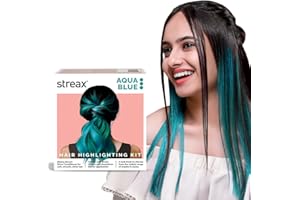 Streax Hair Colour Highlight Kit | Blue Hair Colour, Aqua Blue - Pack of 1 I Enriched with Walnut & Argan Oil I Hair Colour for Women | Rich, vibrant, Easy to use, DIY Application