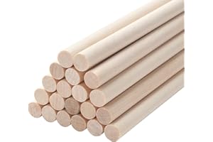 COOWAYZE Holzstäbchen Holzstäbe zum Basteln, 20 Stück 0,95 cm x 30 cm Rundholz Holzstab Rundstab Holz für Makramee, Kunstprojekte, Modellbau, DIY Handwerk, Backen, Tortenstützen-Natürliche und Unbearbeitete