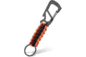 KeyUnity KC00 Llavero con Colgante de Paracord, Mosqueton Llavero Paracord, Cordón de Paracaídas 550, Multiherramienta con Mosquetón, Abrebotellas, Destornillador Phillips