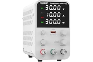 NANKADF Alimentation réglable d'établi (30 V/10 A), alimentation à découpage CC, alimentation de laboratoire régulée par encodeur avec interface de charge rapide USB