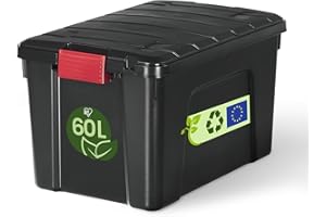 Iris Ohyama, Scatole Pieghevoli, 60L, Per Unità, Nero, Grande, Solido, Impilabile, Per Garage, Scaffali, Scatola Organizer, Plastica, Contenitore, SIA-60