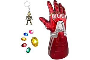 DREARIV Iron Man Infinity Guanto di Sfida per I Bambini, Iron Man Infinity Guanto con 6 LED Magnetica Pietre Cosplay Puntelli di Halloween
