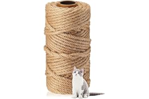 Kolamom Corde Arbre à Chat, 6 mm x 50 m Corde à grattoir Chat Sisal Naturelle, Corde Arbre à Chat pour Réparation et Remplacement, Idéale pour Bricolage et Décoration Jardin