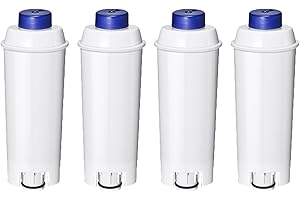 Mutital de agua para cafeteras automáticas DeLonghi con descalcificador de carbón activo Filtros Delonghi para series De'Longhi ECAM, ETAM, EC, BC, Repuesto DLSC002, SER3017 y 5513292811 (4 unidades)