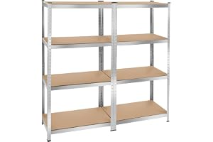 tectake® Lagerhylla med justerbara hyllplan, 160 x 160 x 40 cm, robust förvaringshylla & arbetsbänk för Garage och verkstad