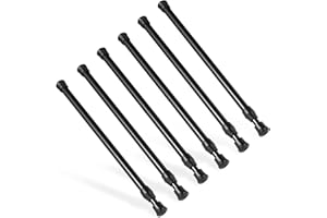 6Pcs Tension Rod, Goowin 30-50cm Tension Rods for curtains, No Drilling Rustproof Spring Adjustable Tension Curtain Rod for Windows, Bookshelf,Wardrobe Bars, Drying Support Rods (Black)
