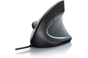 CSL-COMPUTER CSL - Mouse Verticale USB per Windows Linux e Mac, 6 Tasti, 3 Velocitá del puntatore selezionabili con Pulsante, 1000 a 1600dpi, Ottico Liscio al Tatto Mouse per Tunnel Carpale - Windows 8 8.1 10 11