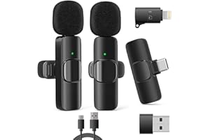 DM-Digital Micrófono Lavalier Inalámbrico Universal (Android, PC, Apple) - Micrófono de Clip para Entrevistas Youtube Facebook Live Podcasts TikTok - Transmisión en Vivo Microfono Corbata Inalambrico