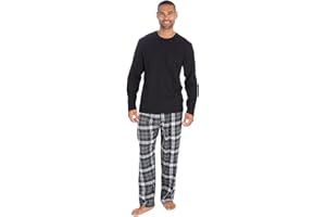 STYLE IT UP Mens Long Sleeve Pyjamas set Cotton Rich Top Brushed Fleece bottoms Top Pant PJ Nightwear/Loungewear Set Gift