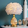 Makeup Toy Feather Lamp Feather Table Lamp Table Lamp,Feather Table Lamp with Plug in Wire Modern Feather Lamp Bedside Table Lamp Modern Feather Table Lamp Bedside Lamp LED Table Lamp Table (White)